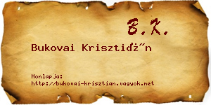 Bukovai Krisztián névjegykártya